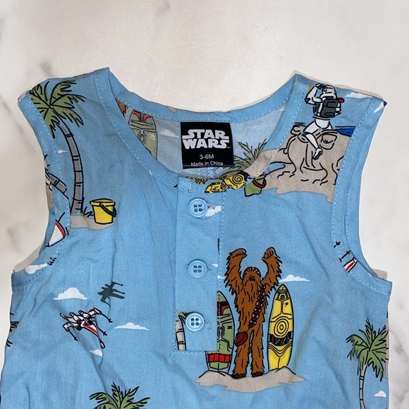 STAR WARS Baby Matching Sleeveless Romper Size 3-6 Months - Picture 4 of 10